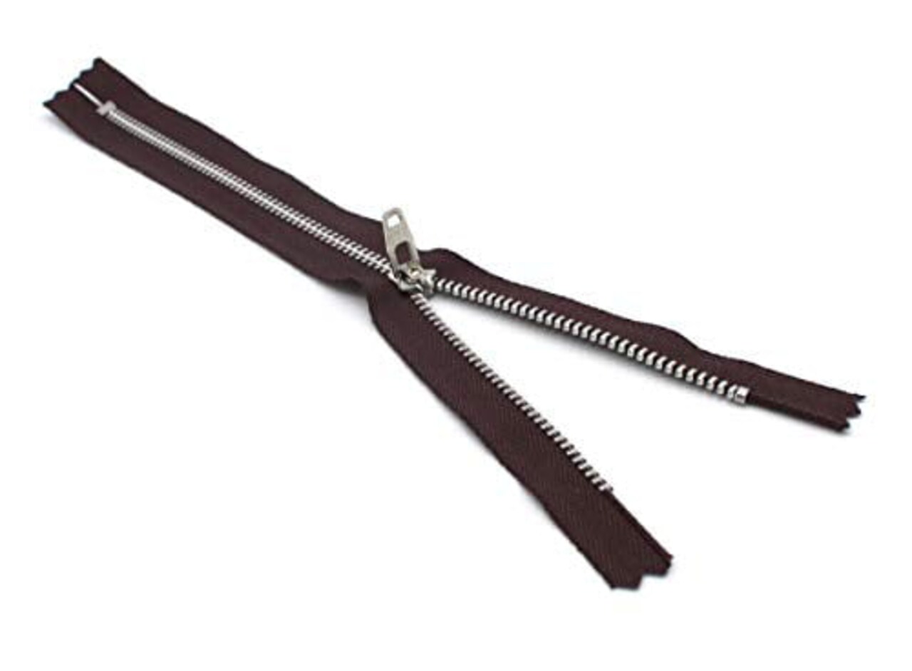 #4.5 Aluminum Pants Brown Medium Weight YKK Zipper - Color Brown #570 - Choose Your Length - Made in The United States (1 Zipper Per Pack) (8" Inches)